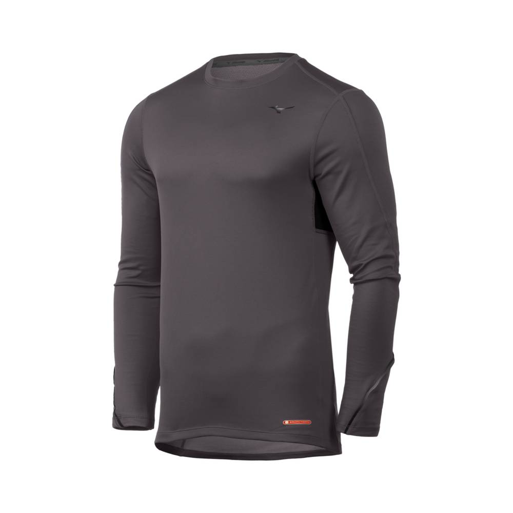 Mens Mizuno Breath Thermo® Long Sleeve Base Layer Deep Grey Philippines (XWEPKT091)